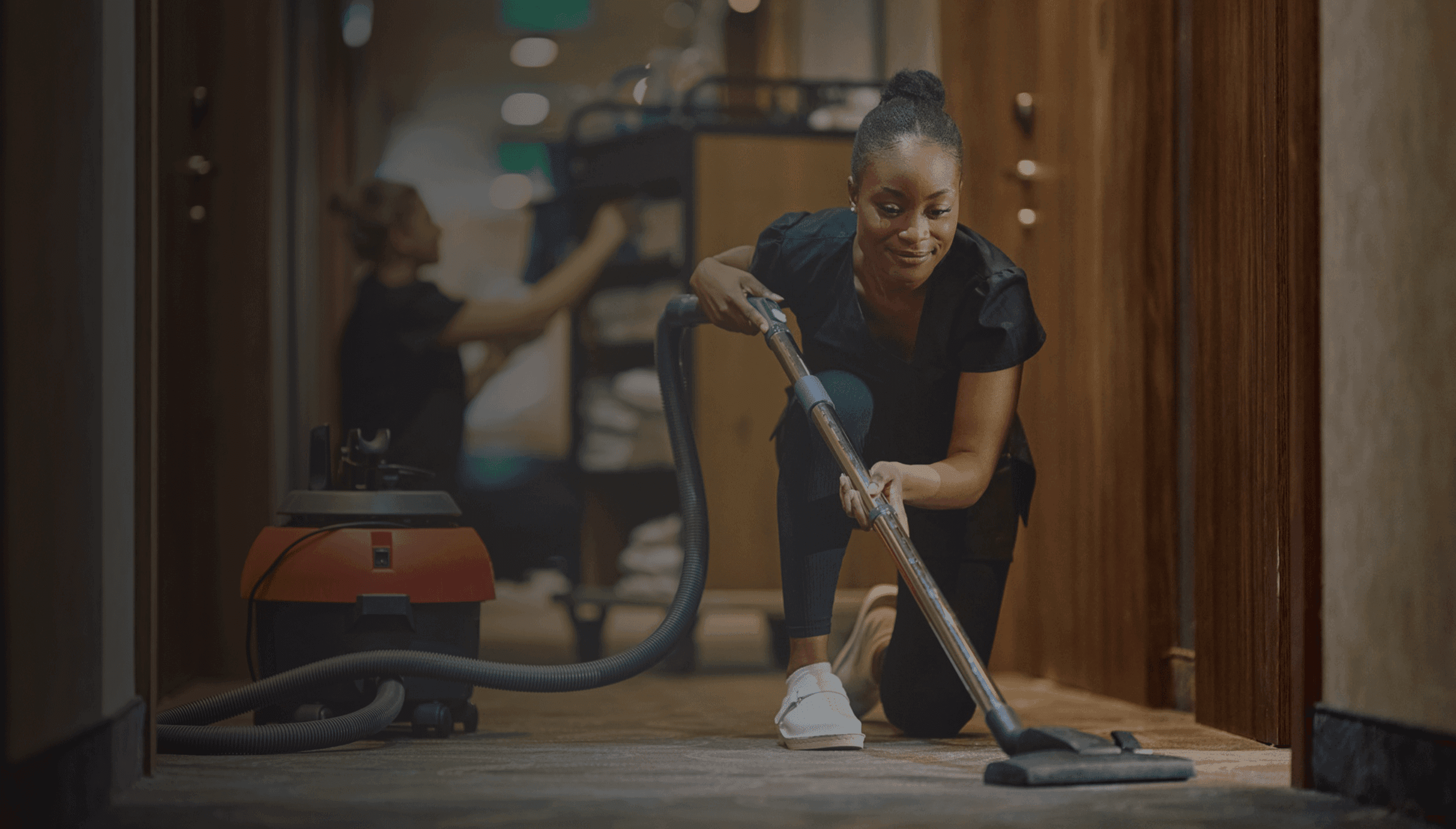 cleaning team at work